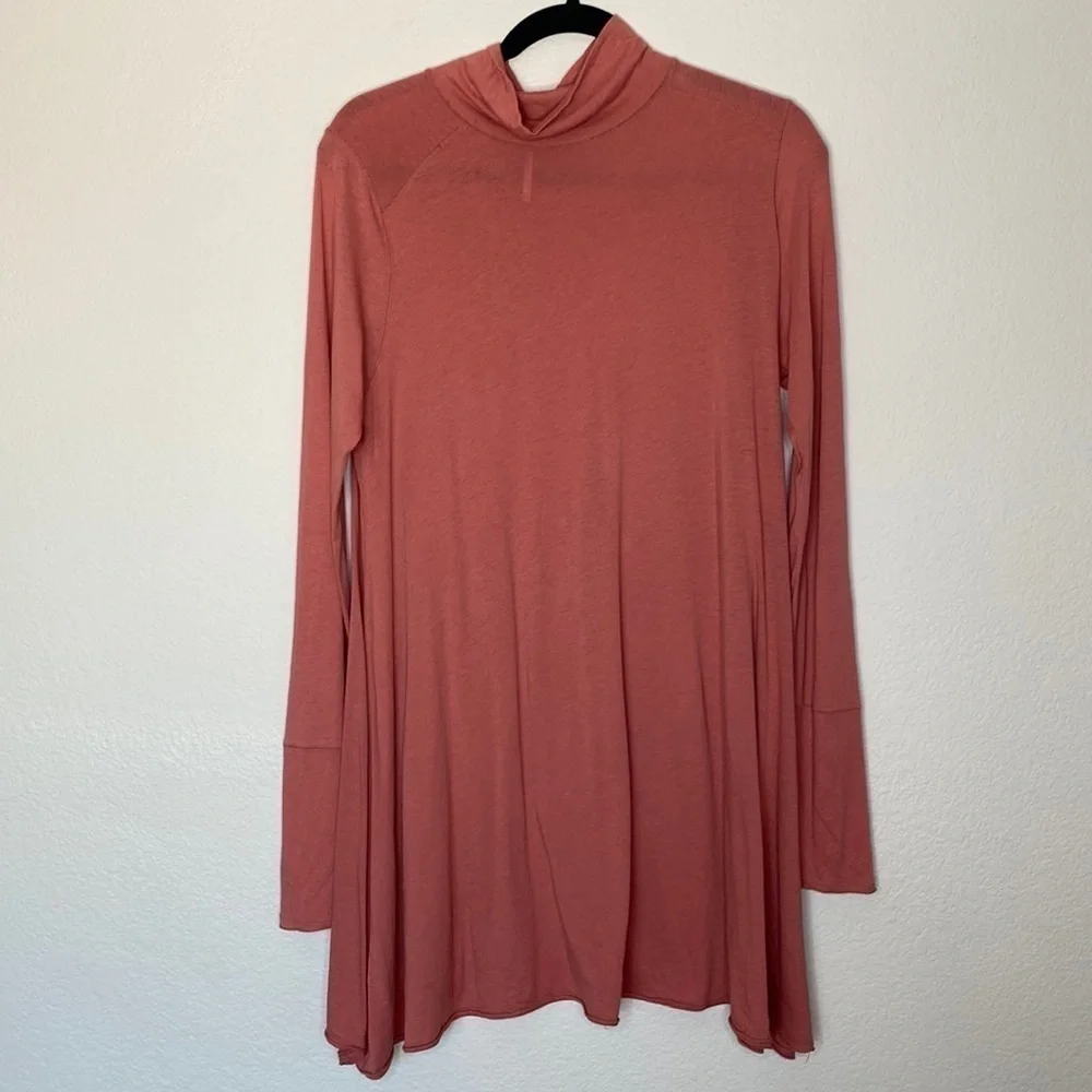 Free People cotton coral turtleneck shift dress medium